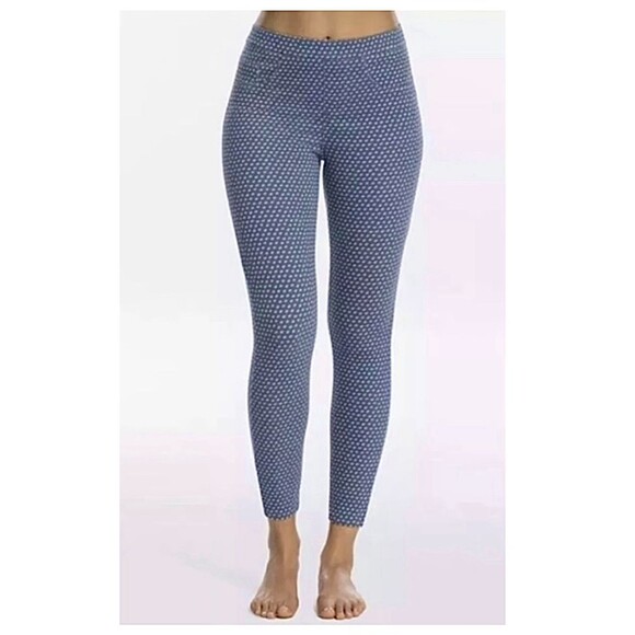 Spanx Women Medium Jean-ish Polka Dot Ankle Legging Jegging Stretch Pull On Blue - Picture 2 of 11